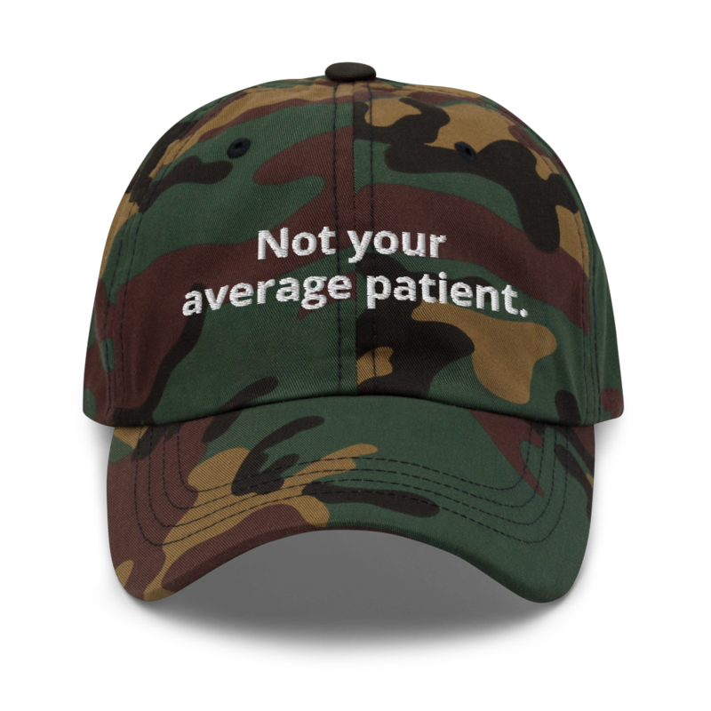 Not Your average patient hat. – One size, Green Camo