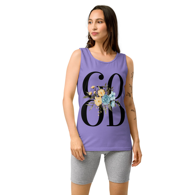 Good Floral Women's Tank Top | Genesis Creation Christian Top – XL, Violet
