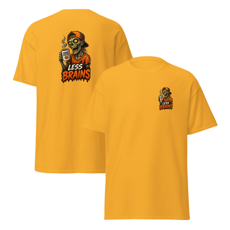 Less Brains Unisex classic tee – S, Gold