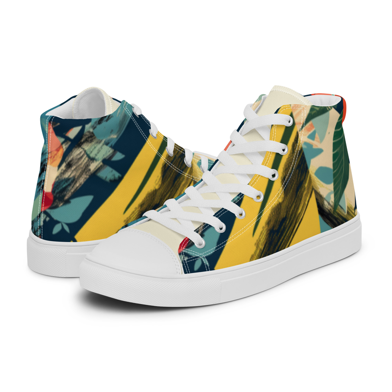 Retro Midcentury Floral Women’s high top canvas shoes