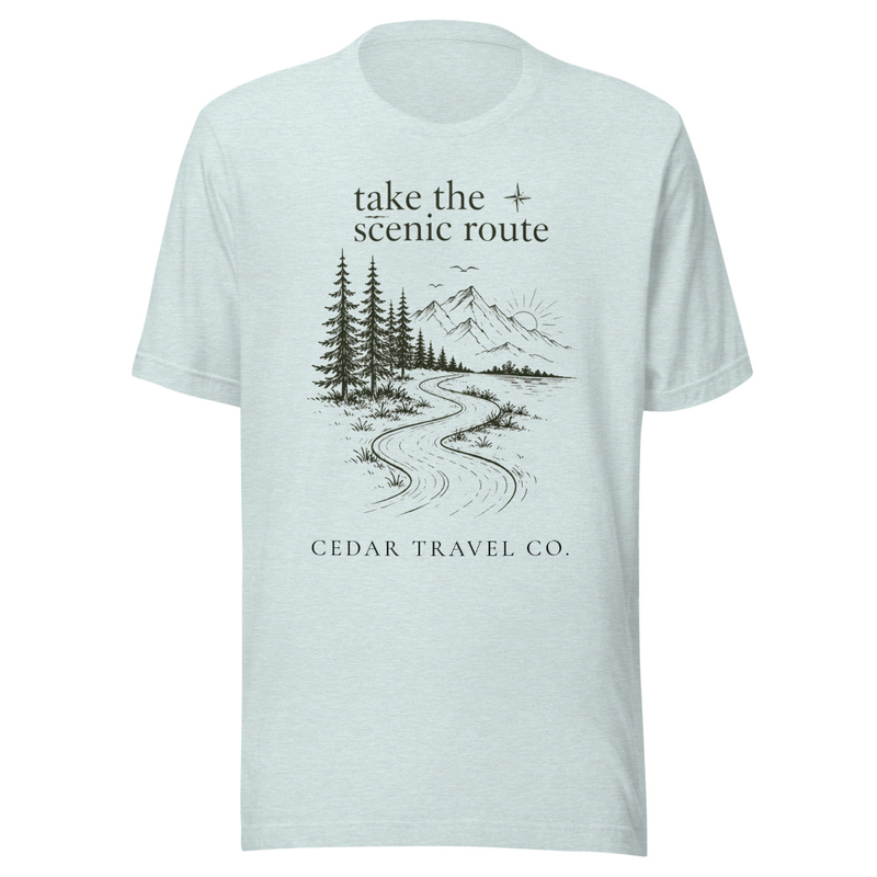 Scenic Route Tee – 3XL, Heather Prism Ice Blue