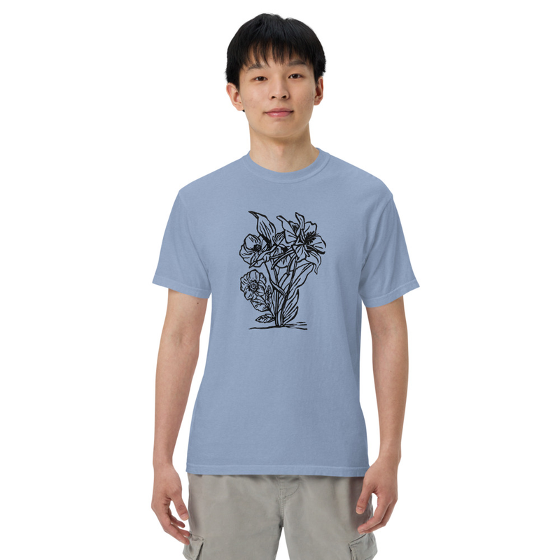 Flower Plant Family Unisex T-shirt – S, Washed Denim