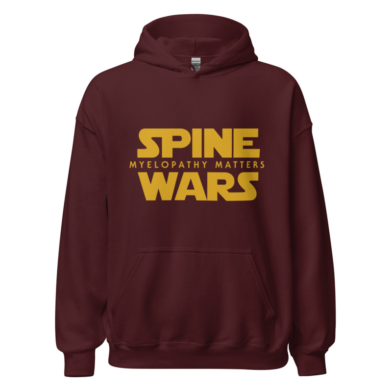Spine Wars Myelopathy Matters Gold Print Hoodie – S, Maroon