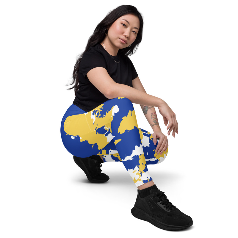 Kicxs Leggings With Pockets - Blue/Yellow/White Camo