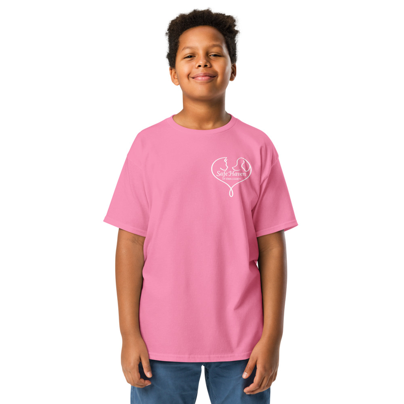 Paw Print Youth T-Shirt White Logo – XL, Azalea