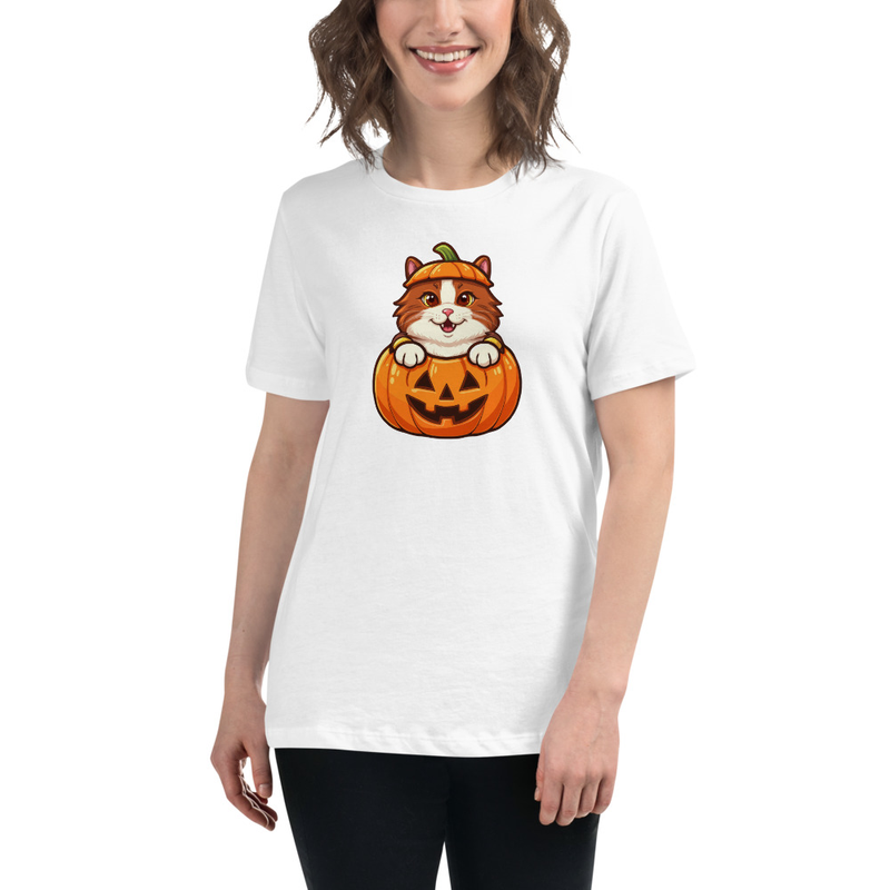 Ragamuffin Cat Jack-O-Lantern Women's Relaxed Tee