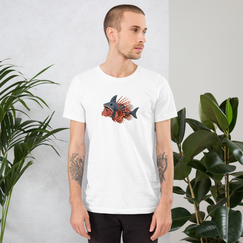 Red Lionfish Fish in a Shark Costume Unisex T-Shirt