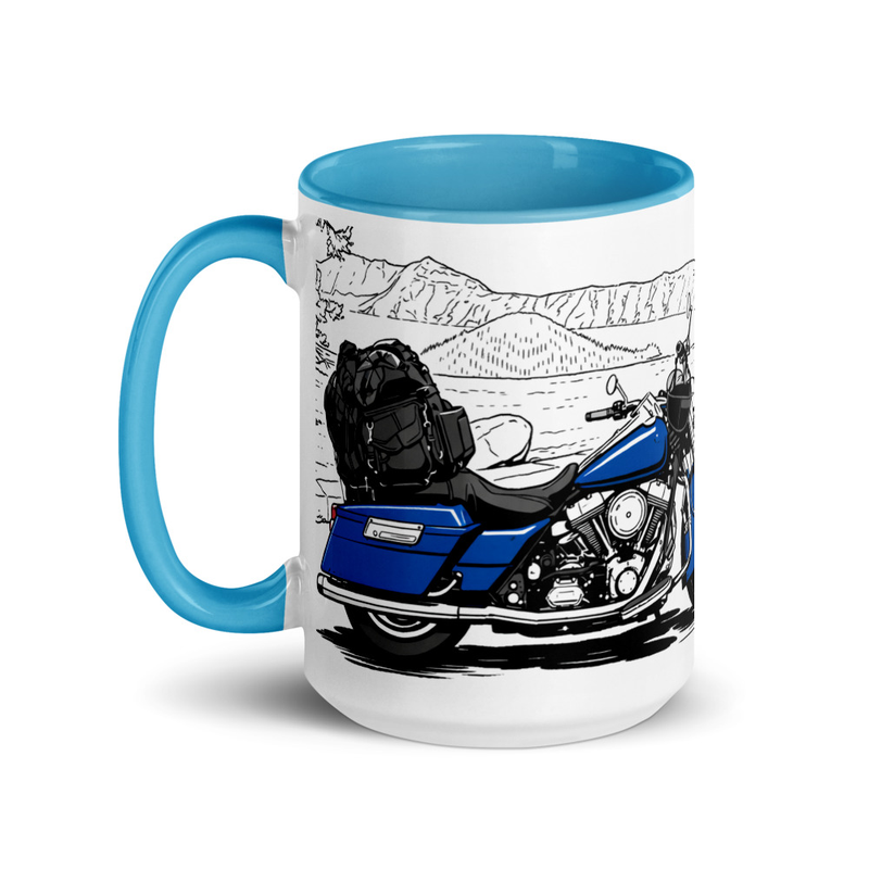 Personalized Motorcycle Mug From Your Photo – 15 oz, Blue
