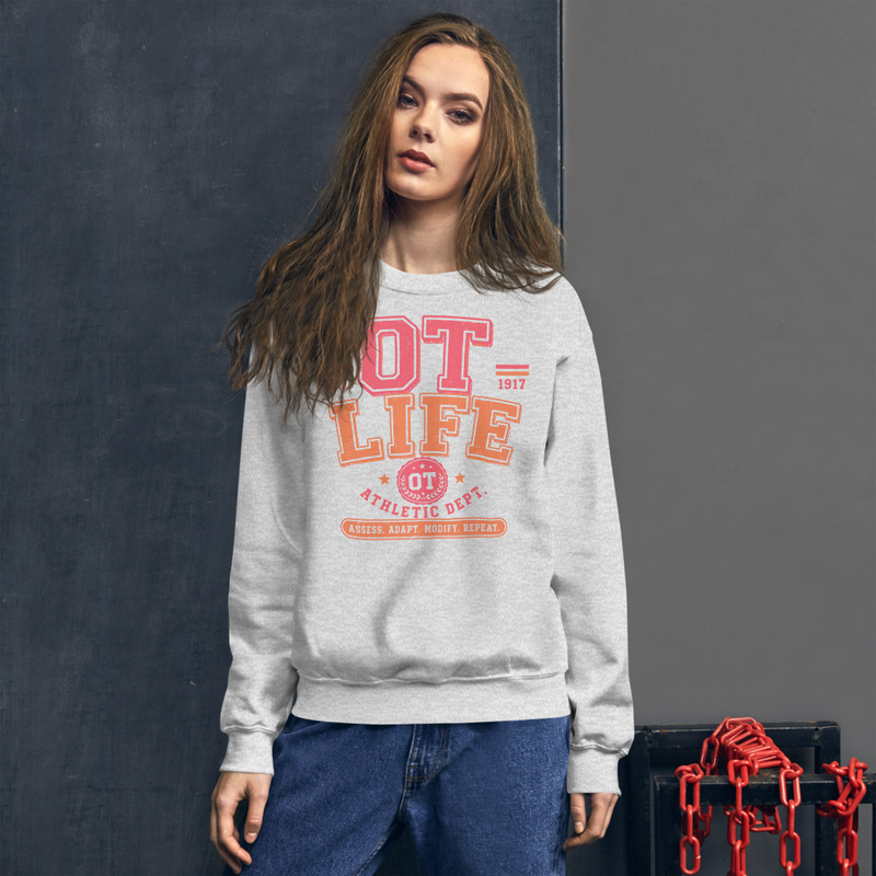 Crewneck: Orange OT Life | Occupational Therapy Crewneck Sweatshirt – 4XL, Ash