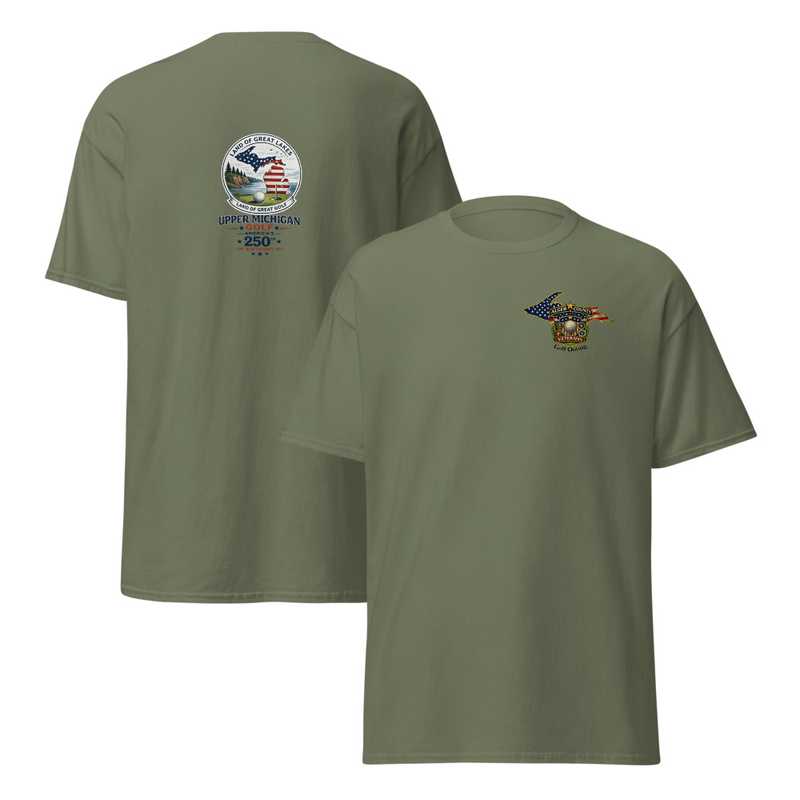 Alger Country Veteran's Golf Out Logo #3 Unisex classic tee – XL, Military Green