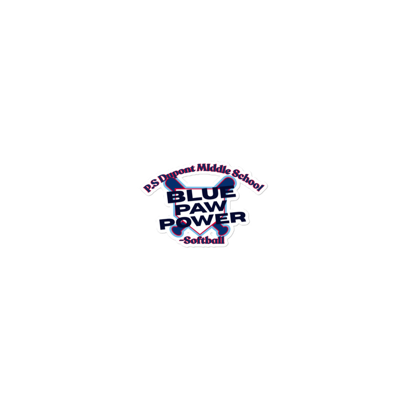Blue Paw Power Sticker – 15″×3.75″, White