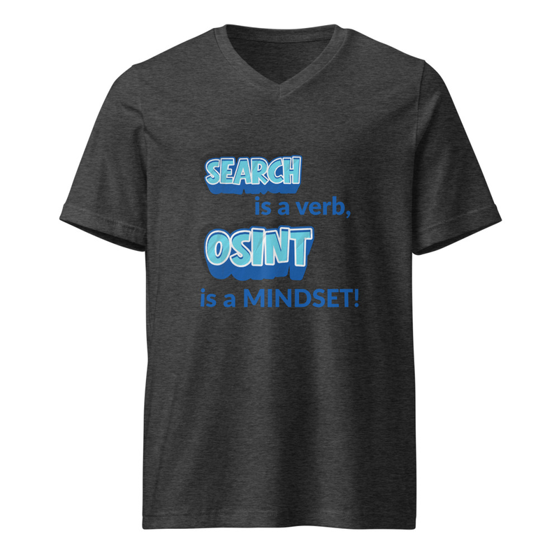 OSINT Mindset Unisex Short Sleeve V-Neck T-Shirt – XL, Dark Grey Heather