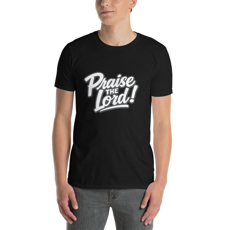 Praise the Lord! Minimalist Christian Typography T-Shirt | Bold White Script Unisex Graphic Tee