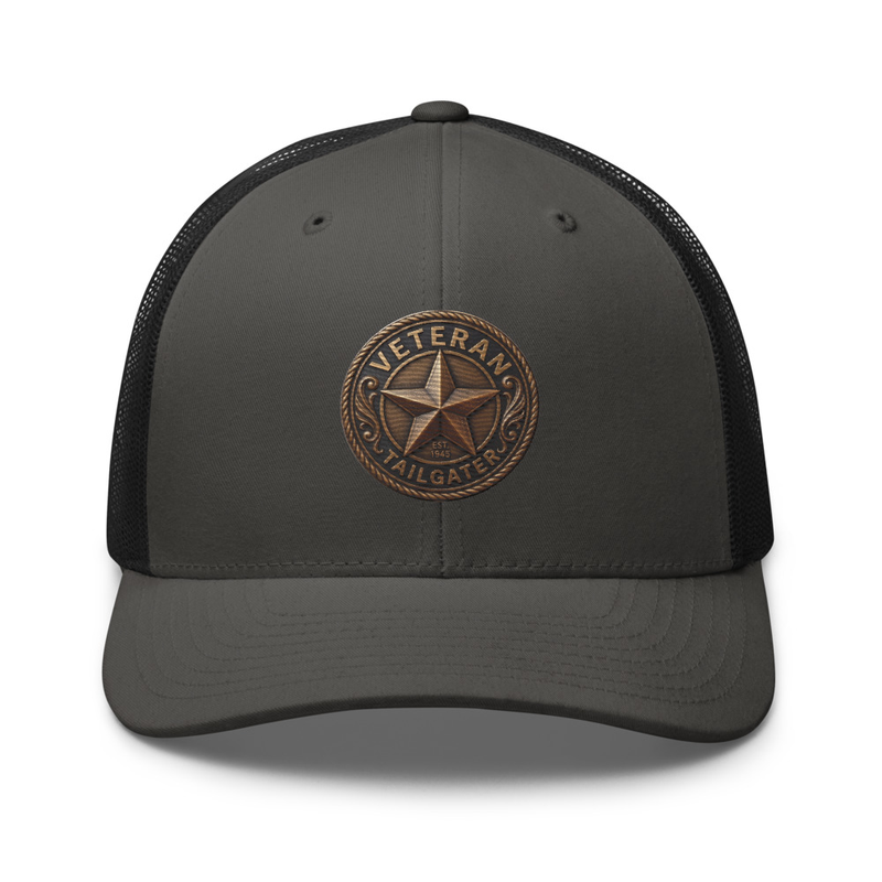 Veteran Tailgater Trucker Cap – One size, Charcoal/ Black