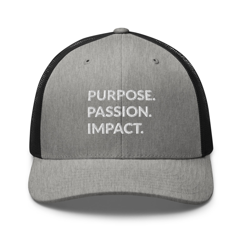 HFTT Trucker Cap | Purpose. Passion. Impact. (Colors Available) – One size, Heather/ Black