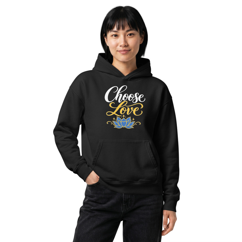 Choose Love Unisex relaxed mid-weight hooded sweatshirt