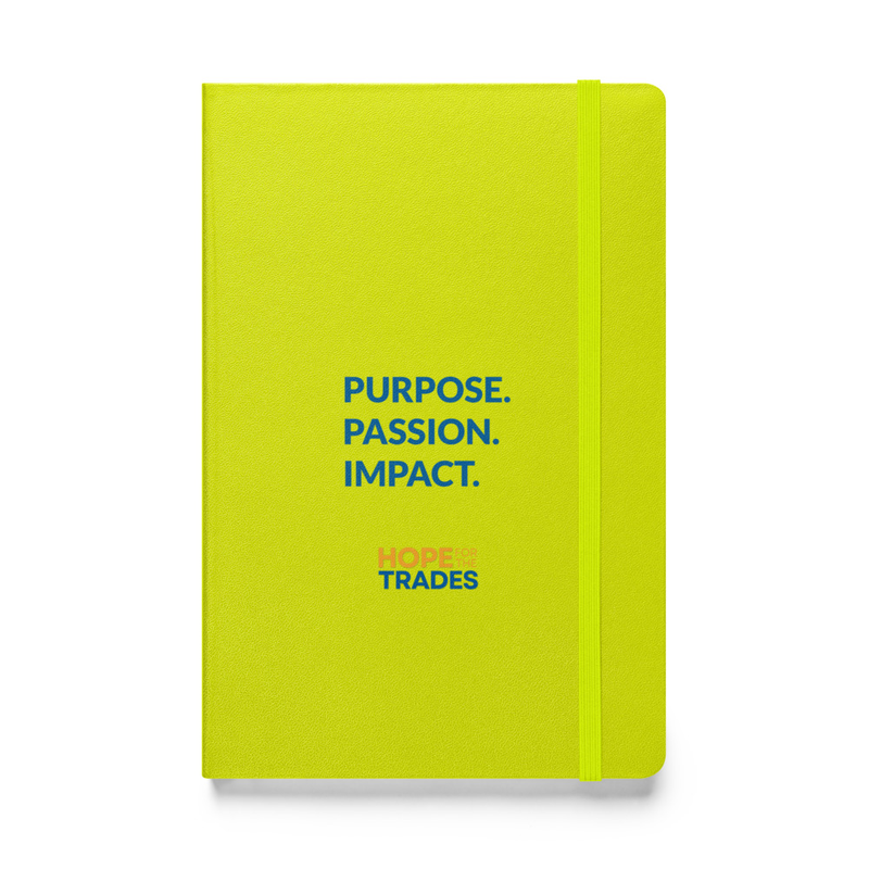 HFTT Hardcover Bound Notebook (5.5"×8.5") | Purpose. Passion. Impact. (Light Colorways) – 5.5″×8.5″, Lime