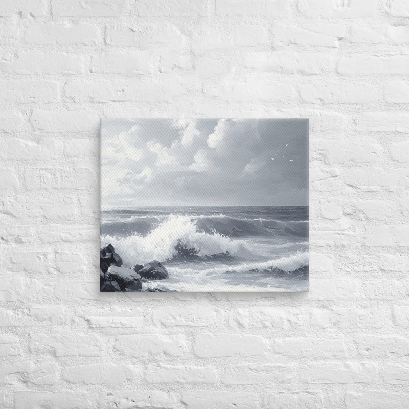 Peaceful Waves in Black & White on Canvas | Big Wall Art