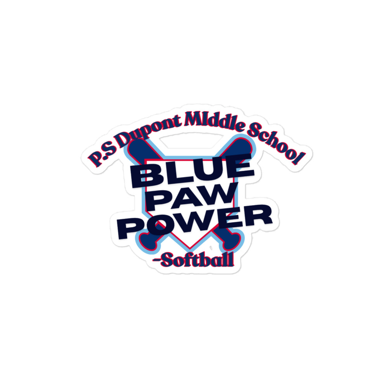 Blue Paw Power Sticker – 4″×4″, White