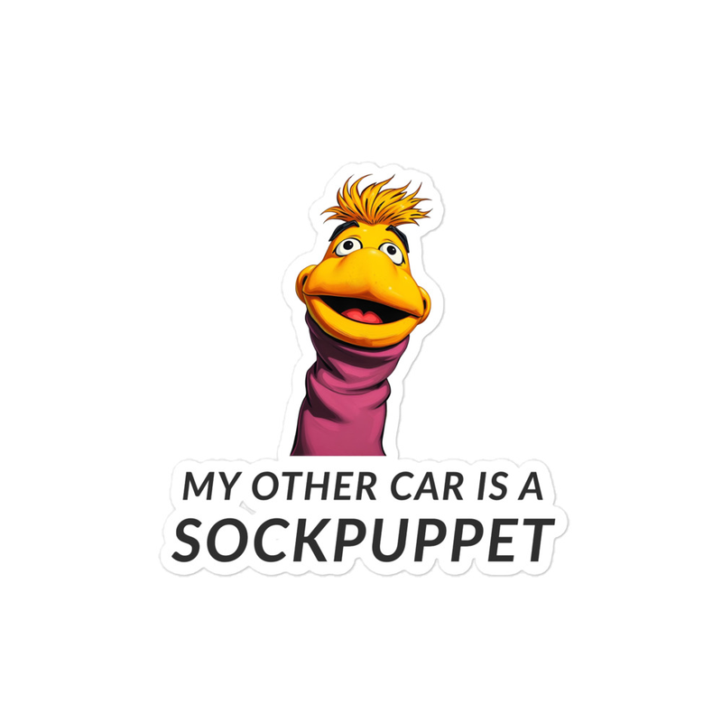My Other Car is a Sockpuppet Sticker – 4″×4″, White
