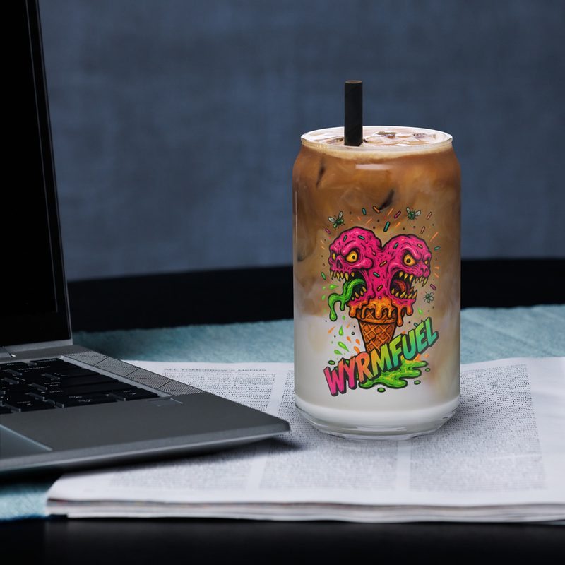 Scream Cone 16oz Can Glass back