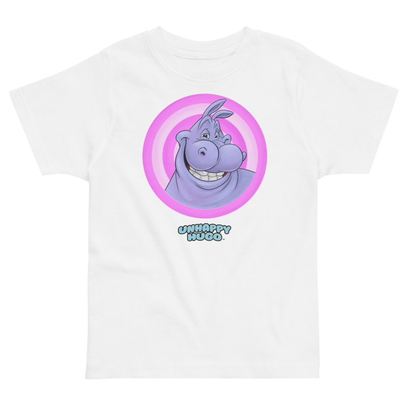 Unhappy Hugo Pink Circles T-Shirt for Preschoolers – 2, White