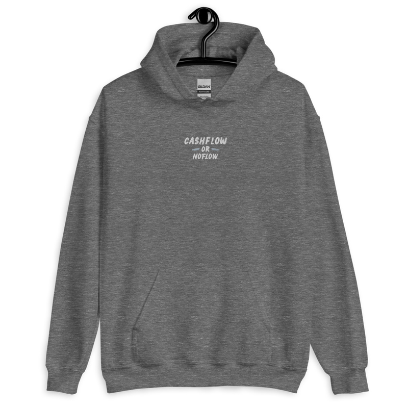 #CashflowOrNoflow Embroidered Hoodie – XL, Graphite Heather
