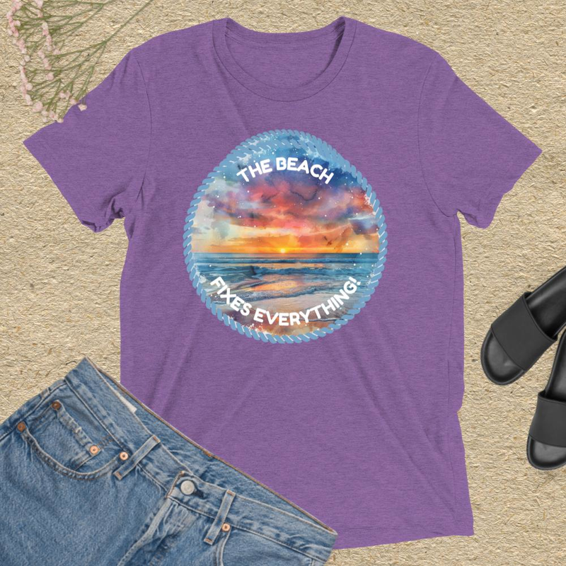 The Beach Fixes Everything Watercolor Sunset T-shirt