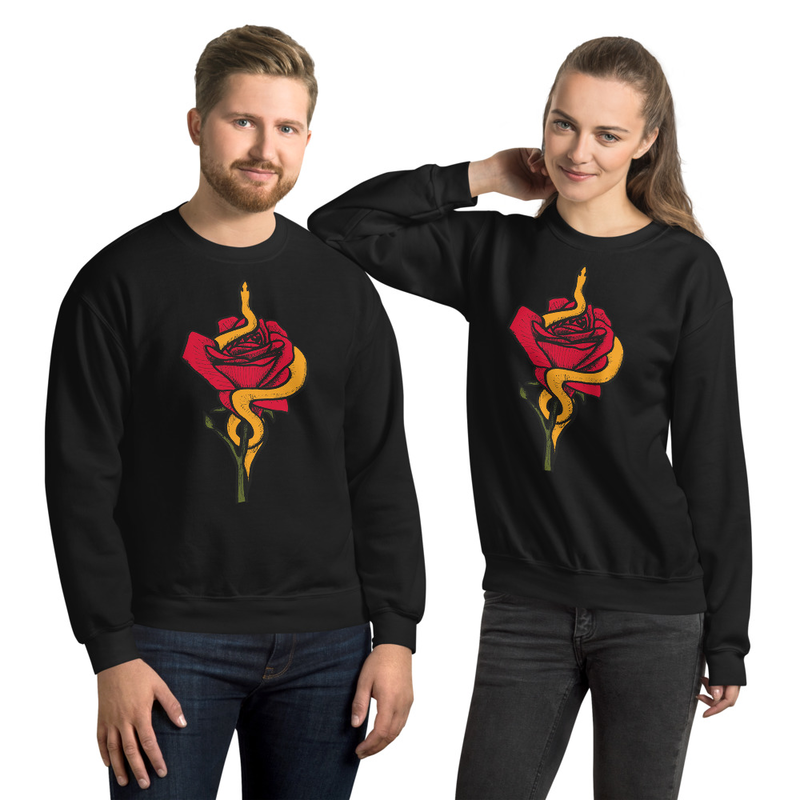 Snake Rose, Red and Orange Unisex Sweatshirt