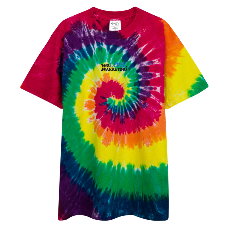 Embroidered Oversized Tie-Dye Shirt – XL, Classic rainbow