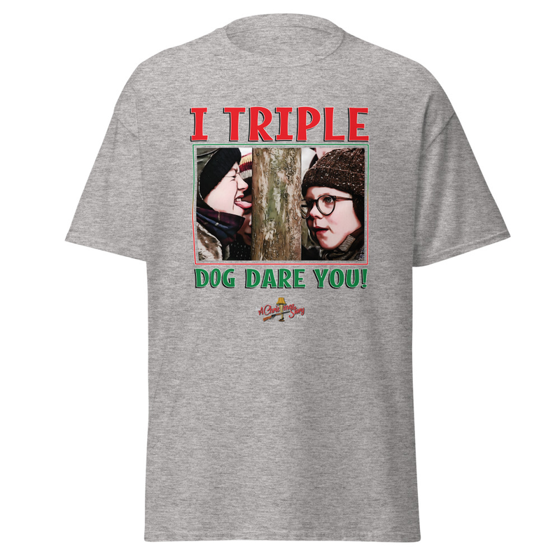 I Triple Dog Dare You!™ T-Shirt | Comic Art Official A Christmas Story Family™ – M, Sport Grey