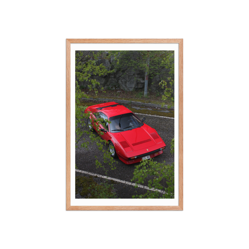 Ferrari 308 GTB QV - Framed print of the Stallion (in) – 20″×30″, Red Oak