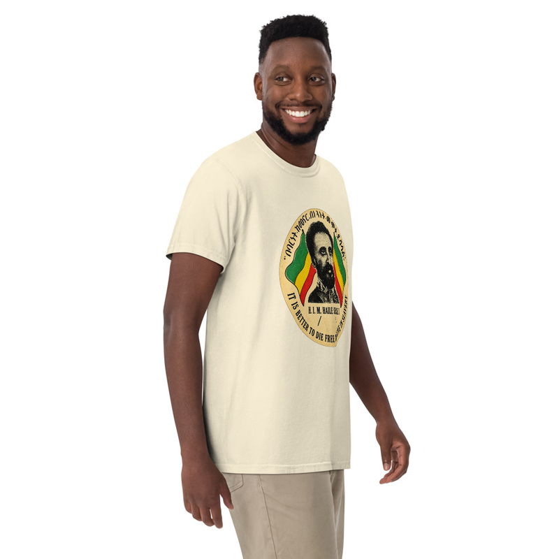 Emperor Selassie I Freedom Unisex garment-dyed heavyweight t-shirt – S, Ivory