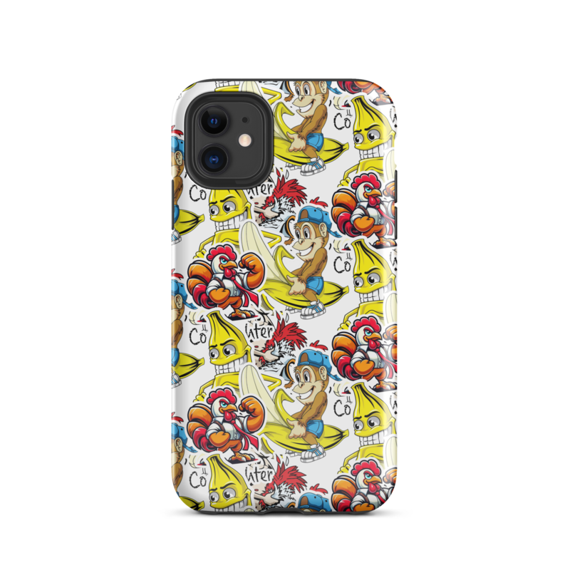 Egg-ceptional Encounter - Dual-Layered Phone Case with a Comical Clash of Characters