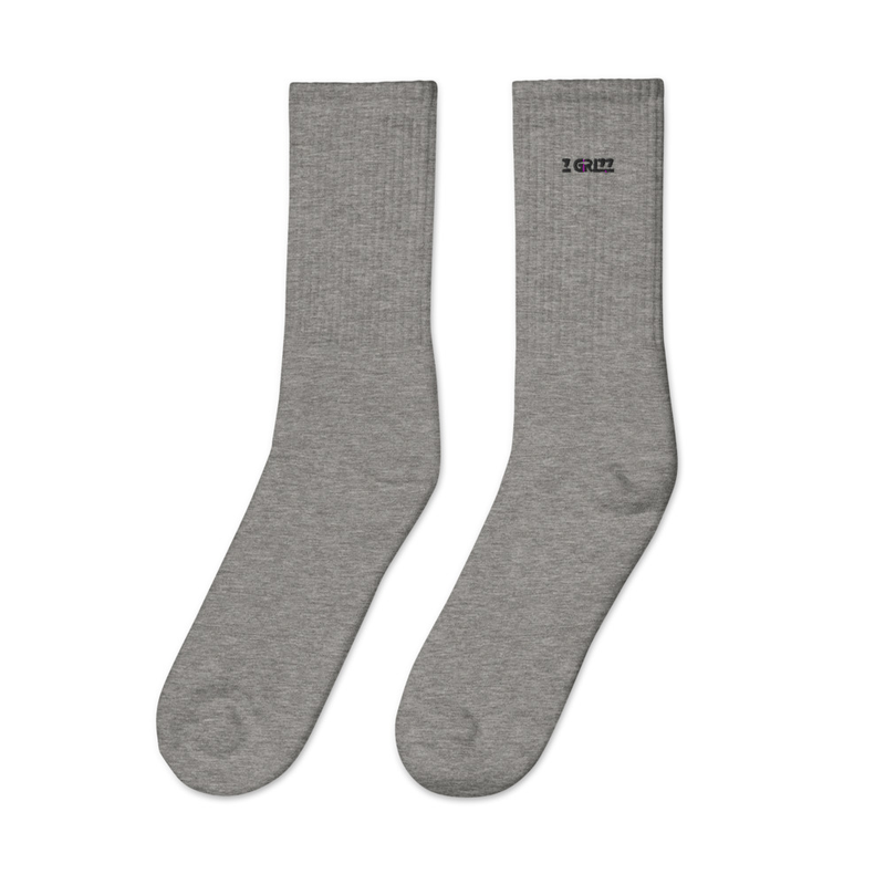 Z Grizz - Embroidered socks – S/M, Heather Grey