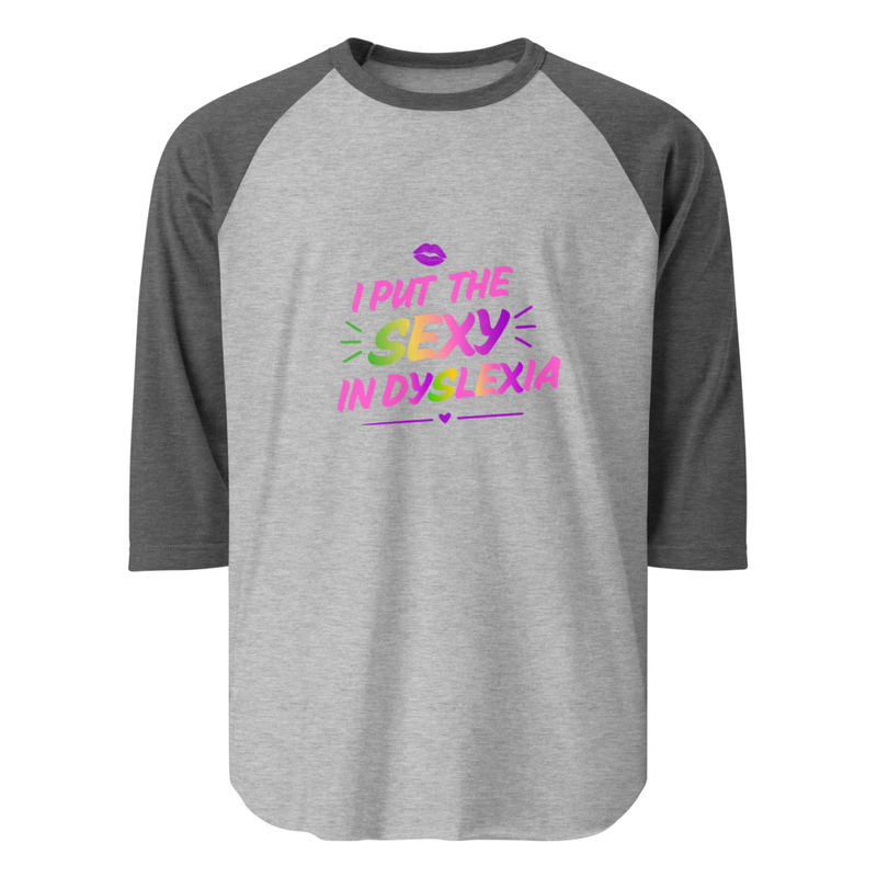 3/4 sleeve raglan shirt – XL, Heather Grey/Heather Charcoal