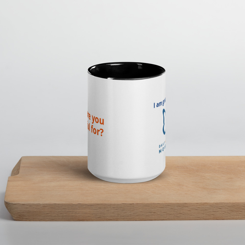 Gratitude Coffee Mug with Color Inside – 15 oz, Black