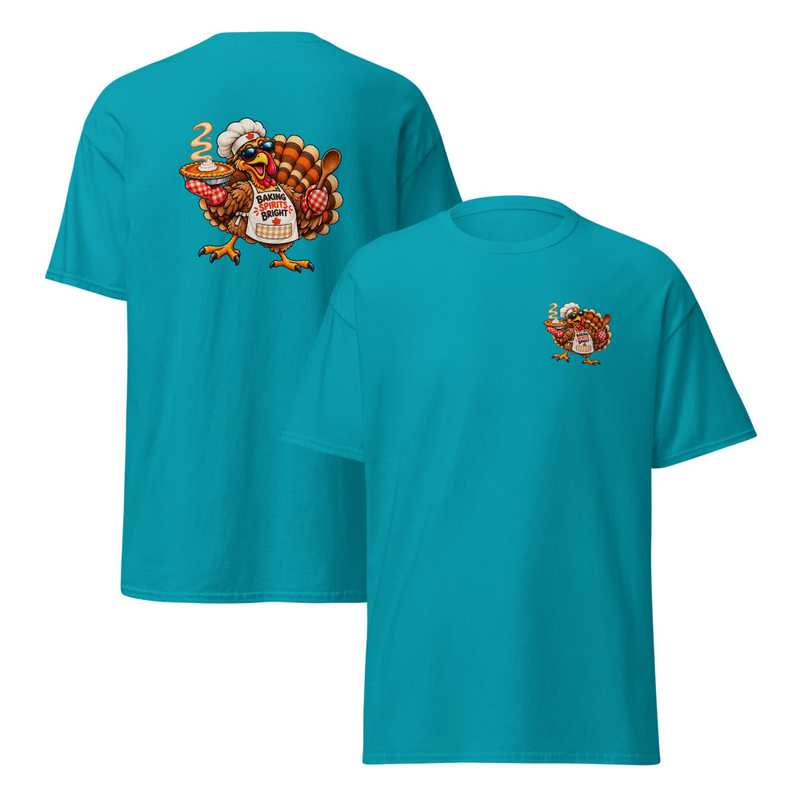 Festive Baking Turkey Unisex classic tee – S, Tropical Blue