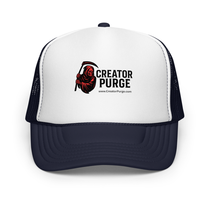 Creator Purge Logo Foam Trucker Hat in Navy/ White/ Navy