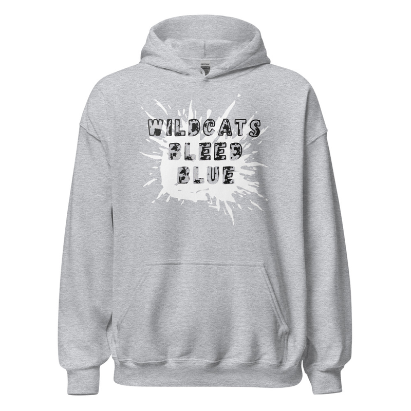 Wildcats Bleed Blue Unisex Hoodie – XL, Sport Grey