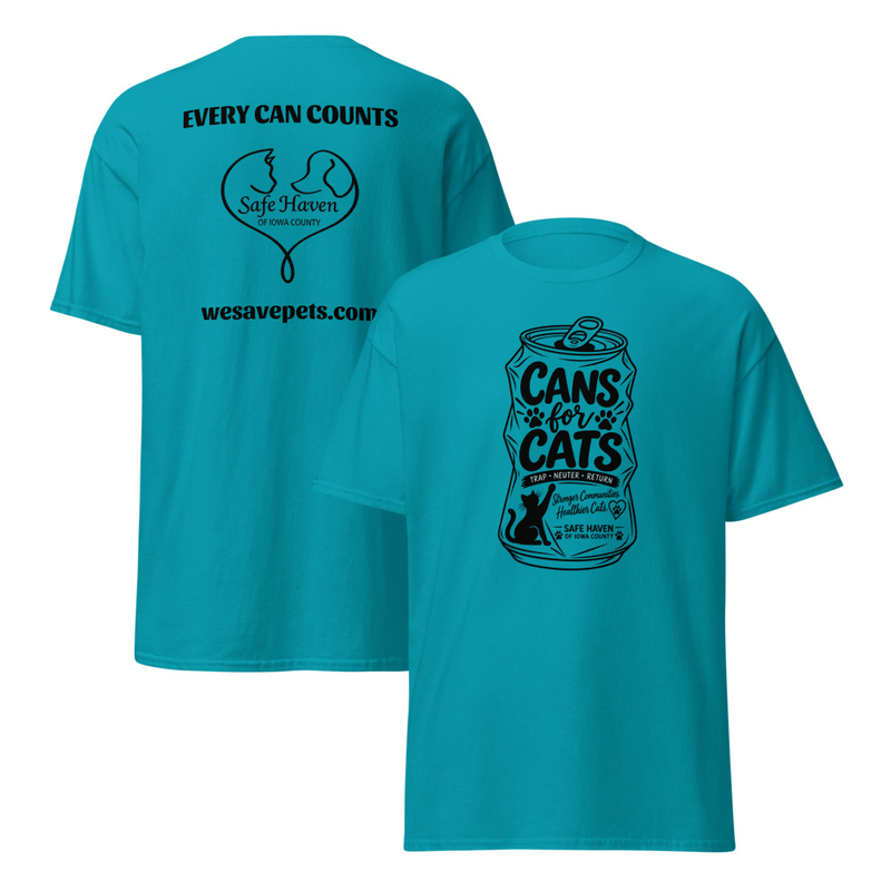 Cans For Cats Unisex T-Shirt – S, Tropical Blue