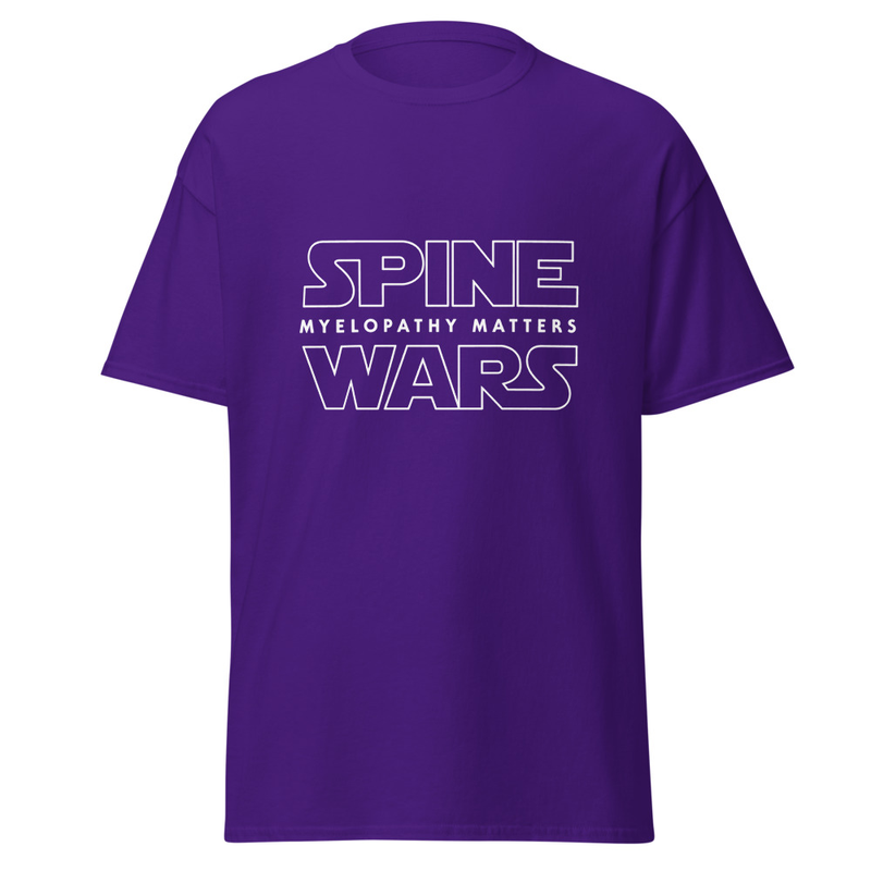 Spine Wars Myelopathy Matters White Print T – XL, Purple