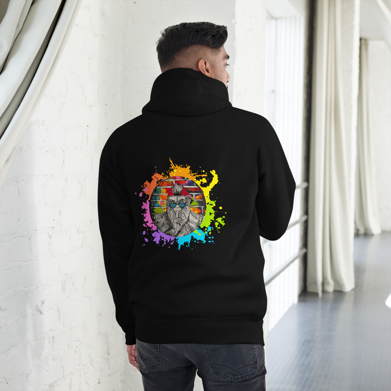 Big Foot in the Hoody: Bigfoot shhhhing with glasses and graffiti