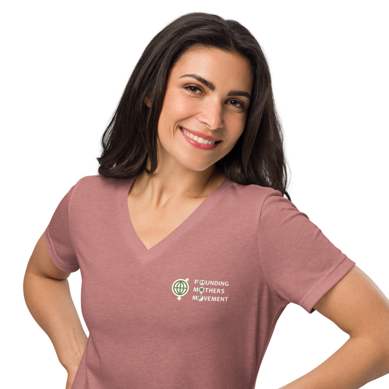 Embroidered FMM Women’s relaxed v-neck t-shirt