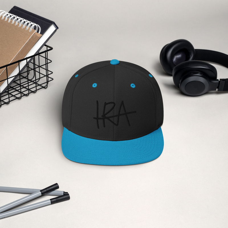 Snapback lippis - Musta logo Black/ Teal