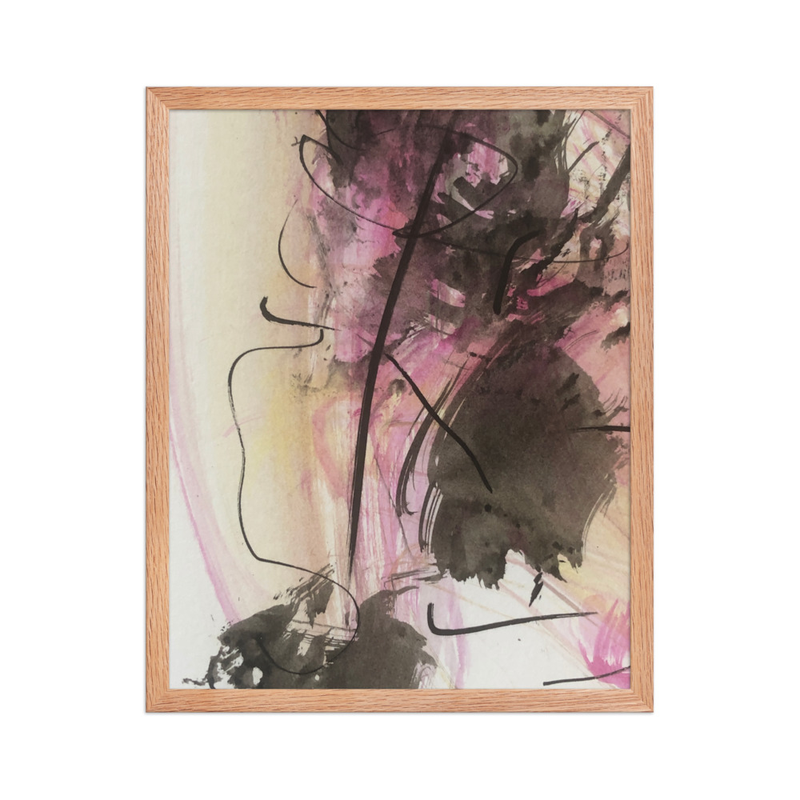 Perceptual Field 0068 – Almost a Figure – Framed Print – 16″×20″, Red Oak