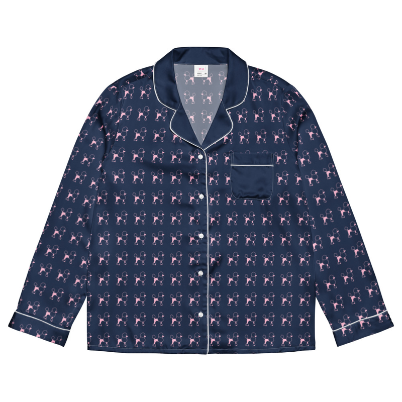 Navy/pink poodle PJ top
