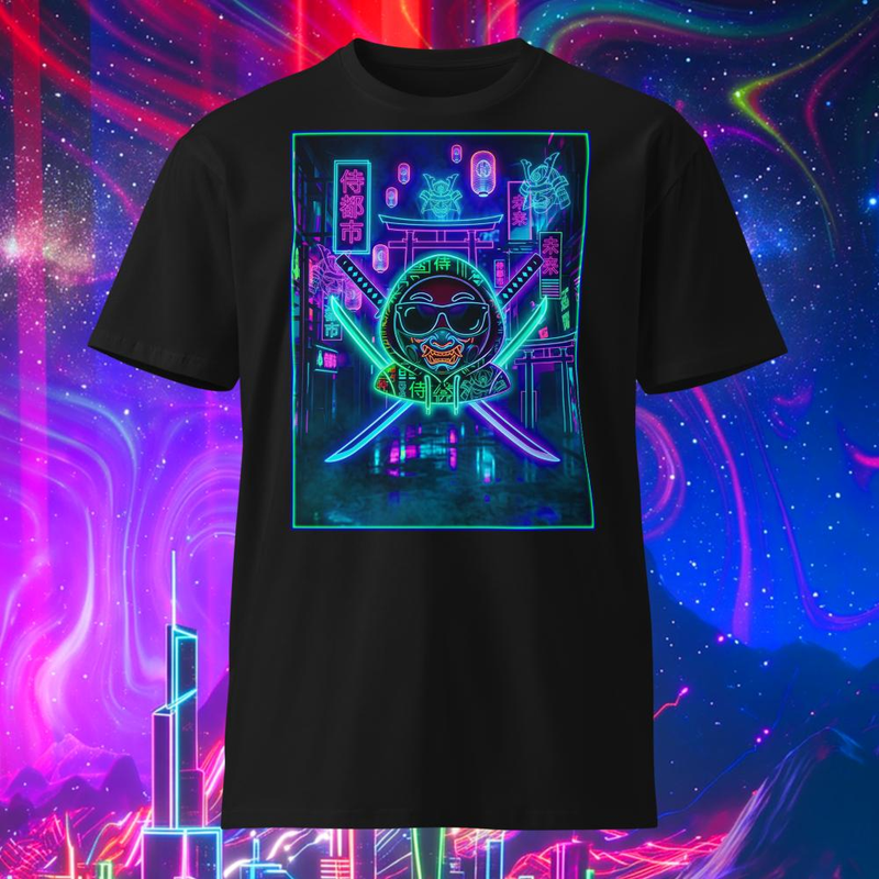 Neon Samurai Shogun Facemask T-shirt
