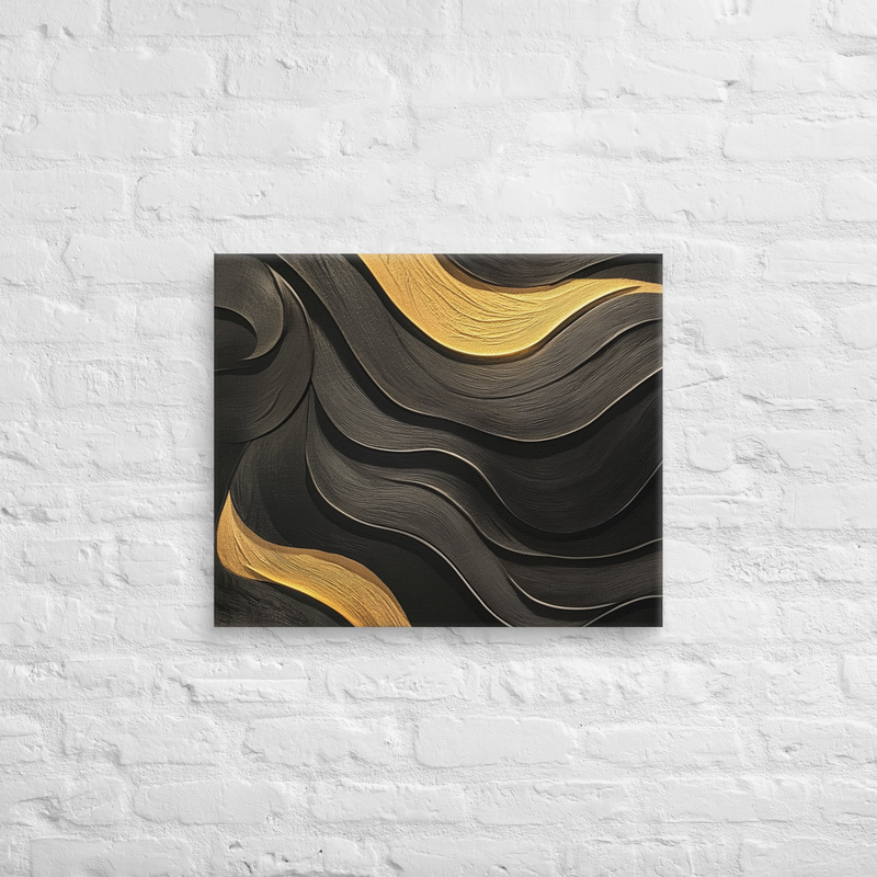 Black & Gold - Harmony in Waves Canvas