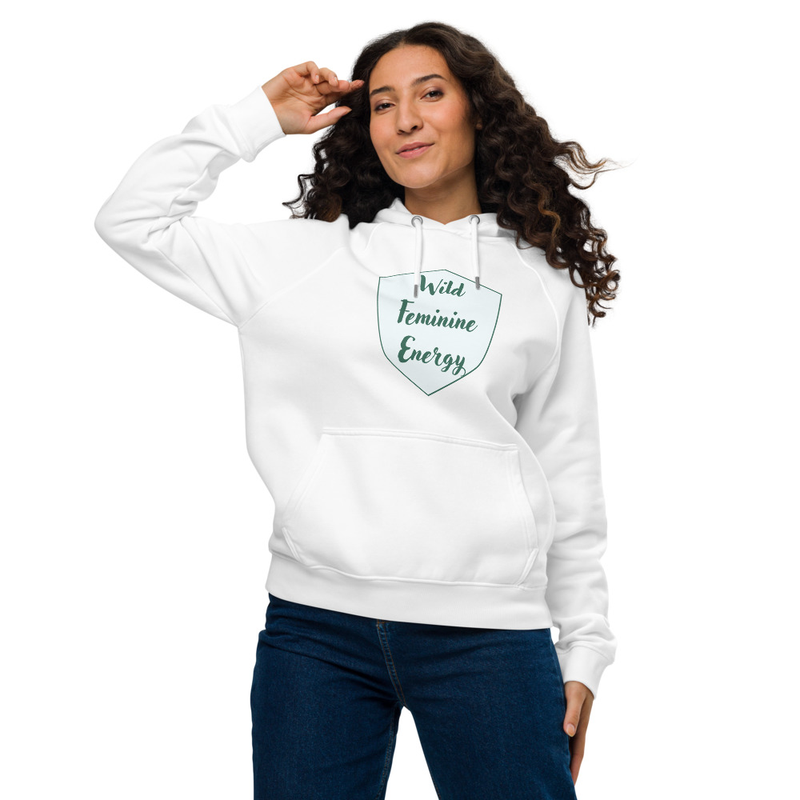 Wild Feminine Energy Unisex raglan hoodie – XL, White